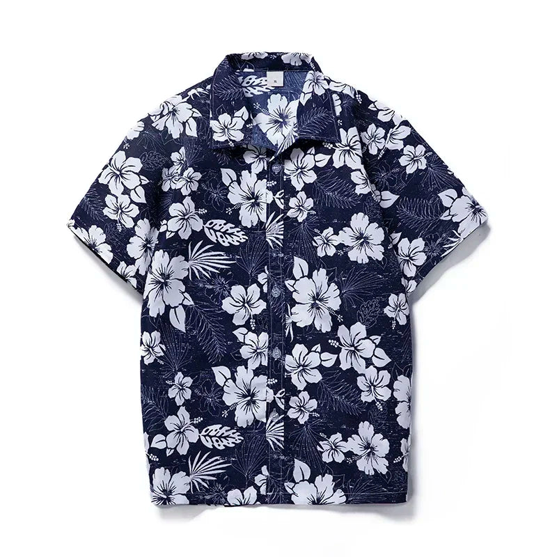 Plus Size 6XL 7XL 8XL Fashion Men's Shirts Men Hawaiian Camicias Casual Polyester Shirts Kapok Printed Short-sleeve Blouses Tops
