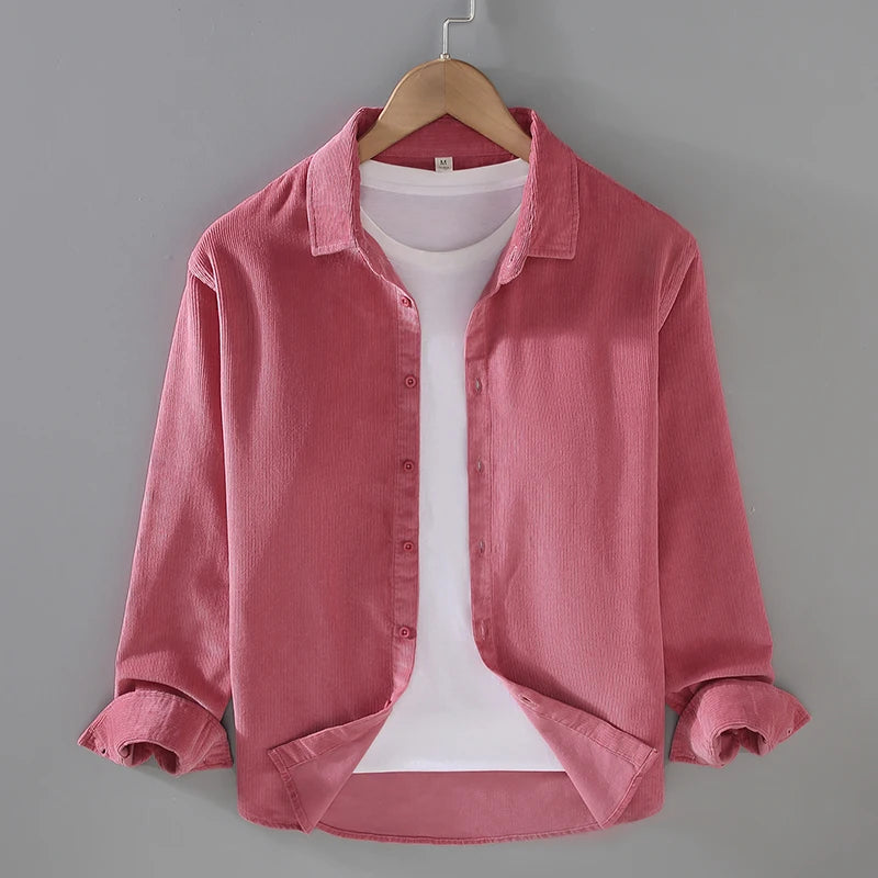 New Italy Quality Corduroy Cotton Shirt Men Brand Casual Trendy Long Sleeve Top Clothes Plus Size Multiple-Colors Chemise Homme