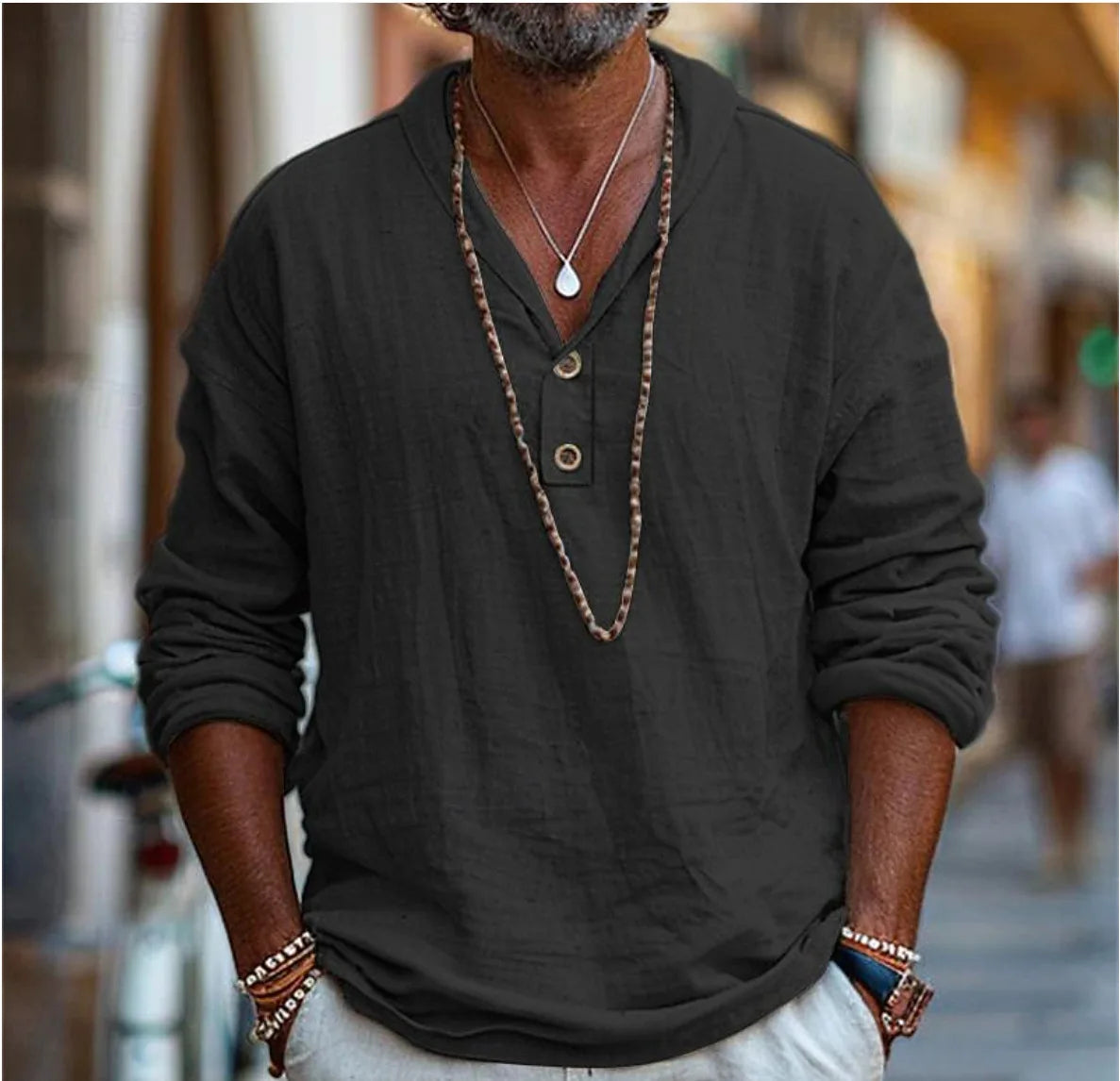 Street Retro Men's Long Sleeved Shirt Pure Cotton Business Casual Top Breathable Thin Section Plain Color Base Shirt