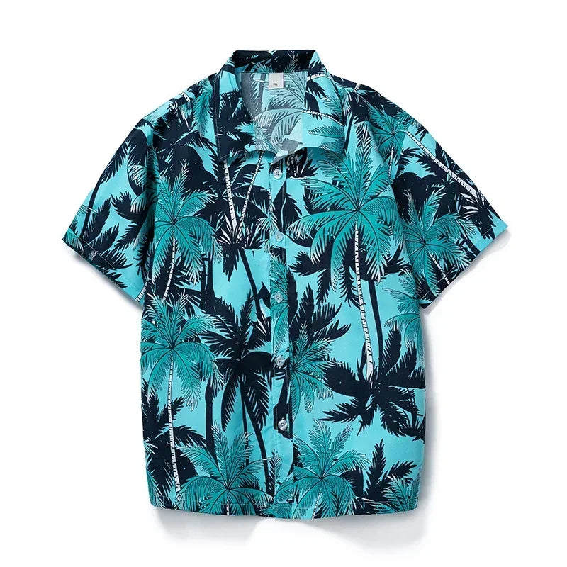 Plus Size 6XL 7XL 8XL Fashion Men's Shirts Men Hawaiian Camicias Casual Polyester Shirts Kapok Printed Short-sleeve Blouses Tops